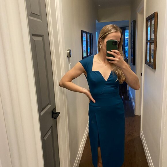 BCBGMaxAzria Teal Midi Dress - Picture 5 of 7